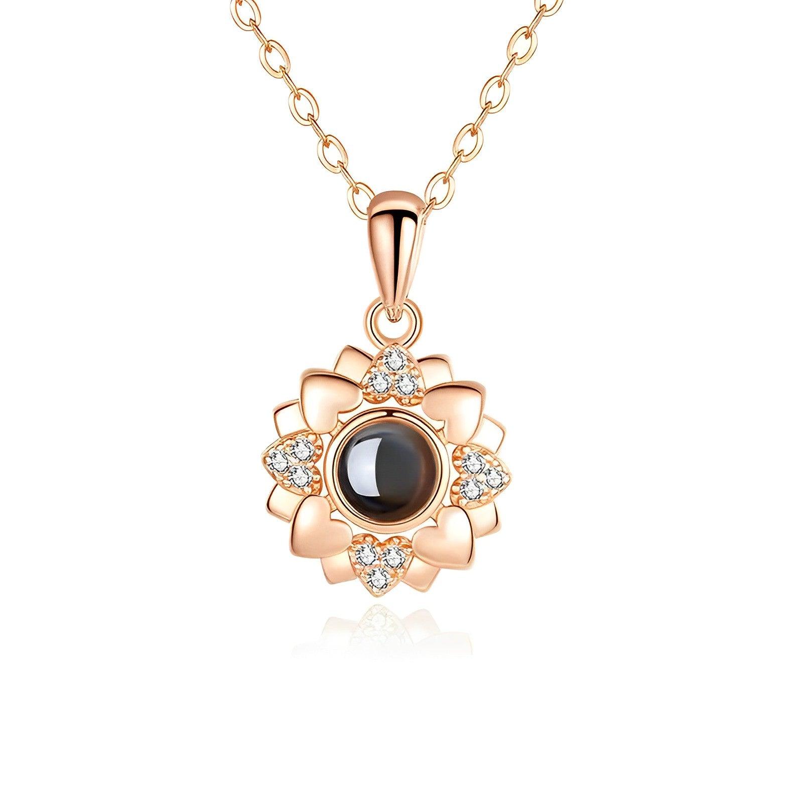 Eternity's Blossom Photo Necklace Rose Gold