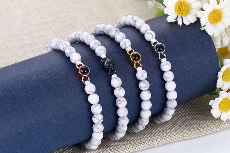 Eternity's Coastal Beaded Photo Bracelet - Elegant Eternity