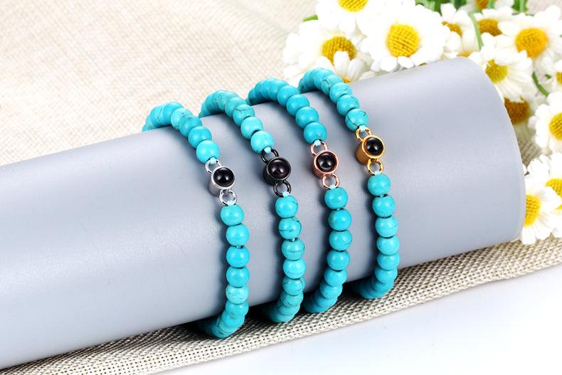 Eternity's Coastal Beaded Photo Bracelet - Elegant Eternity