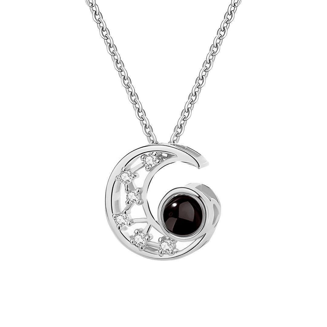 Eternity's Lunar Crystal Photo Necklace - Elegant Eternity