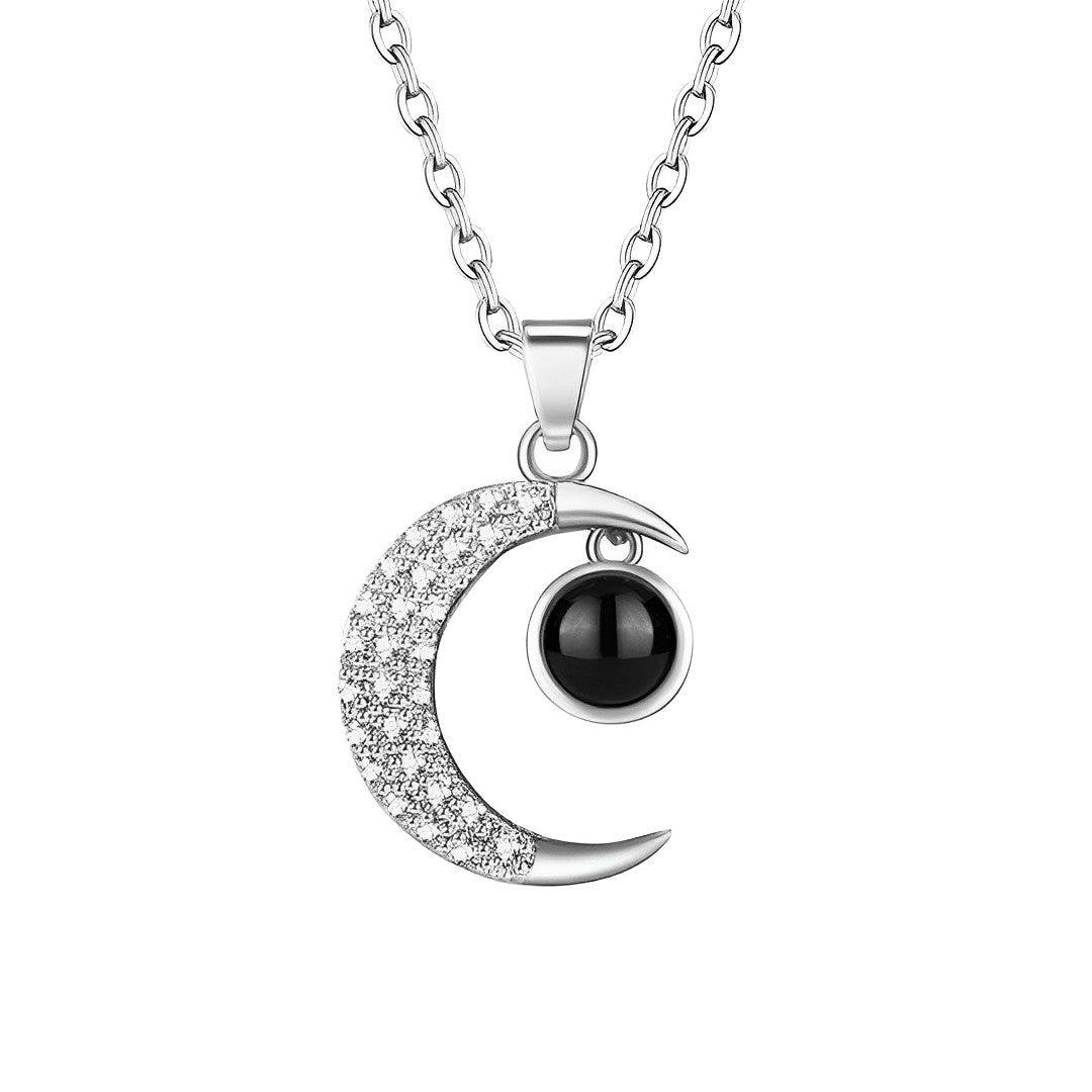 Eternity's Lunar Crystal Photo Necklace - Elegant Eternity