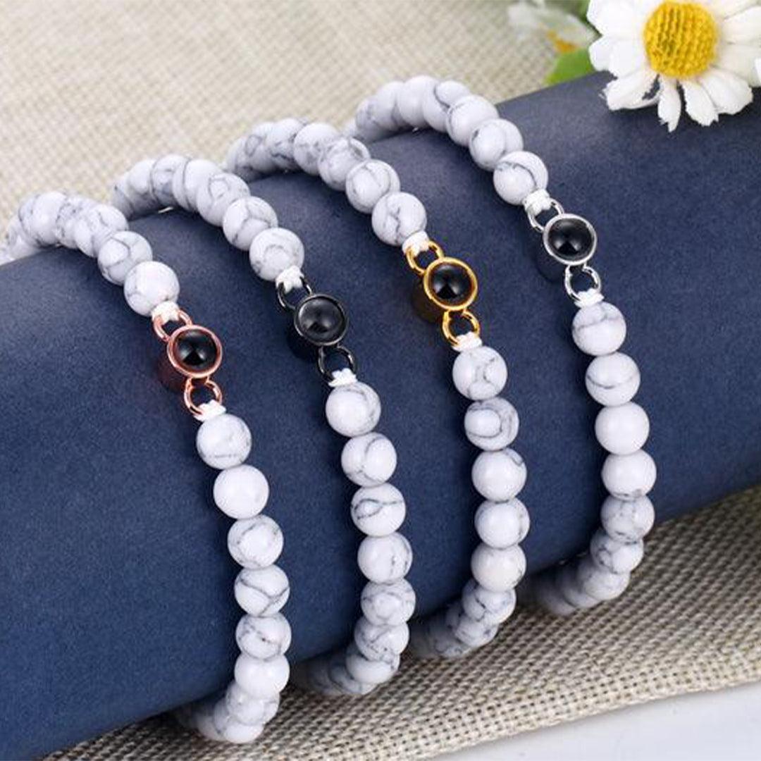 Eternity's Coastal Beaded Photo Bracelet - Elegant Eternity