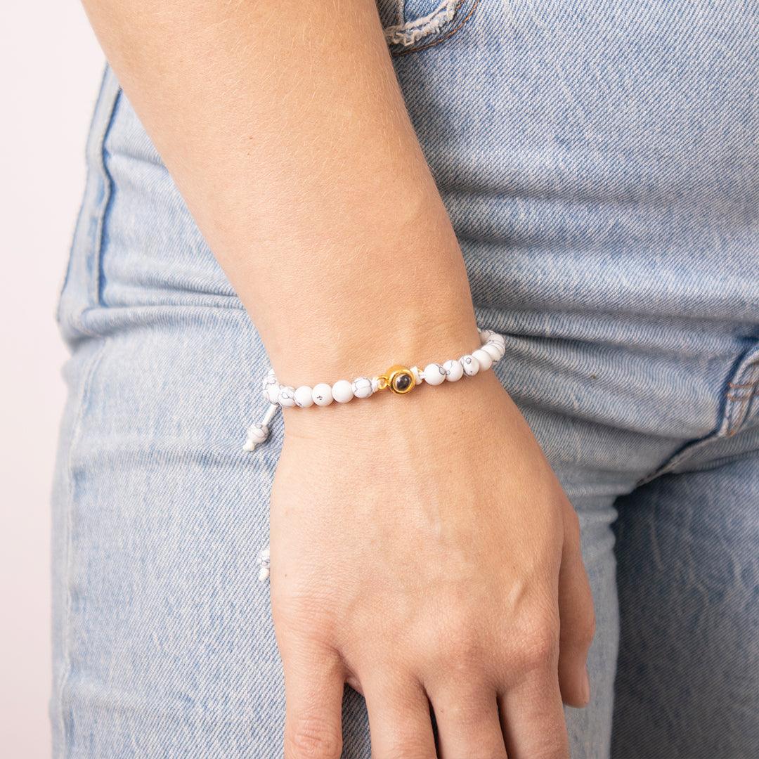 Eternity's Coastal Beaded Photo Bracelet - Elegant Eternity