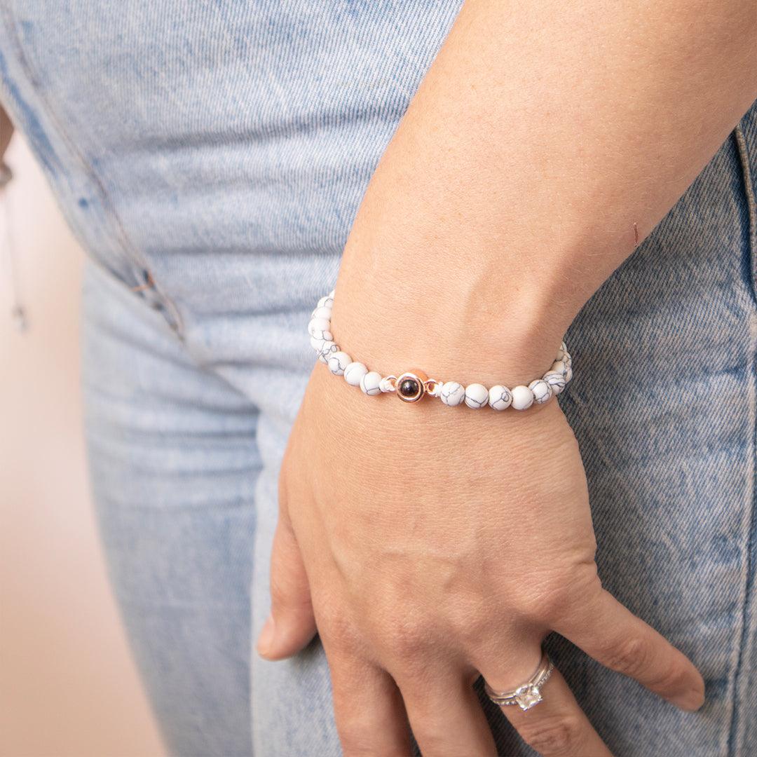 Eternity's Coastal Beaded Photo Bracelet - Elegant Eternity