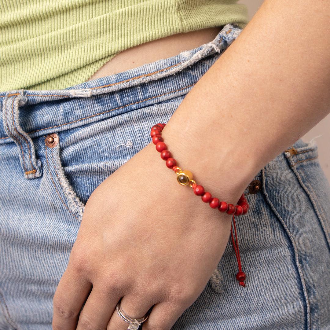 Eternity's Coastal Beaded Photo Bracelet - Elegant Eternity