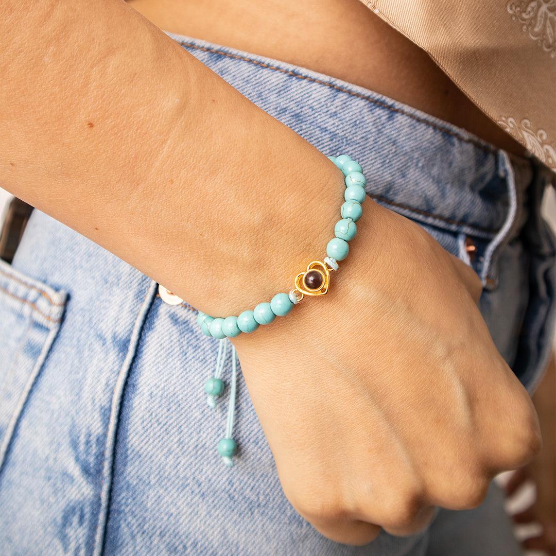 Eternity's Coastal Love Beaded Photo Bracelet - Elegant Eternity