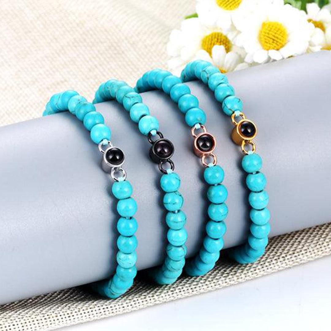 Eternity's Coastal Beaded Photo Bracelet - Elegant Eternity