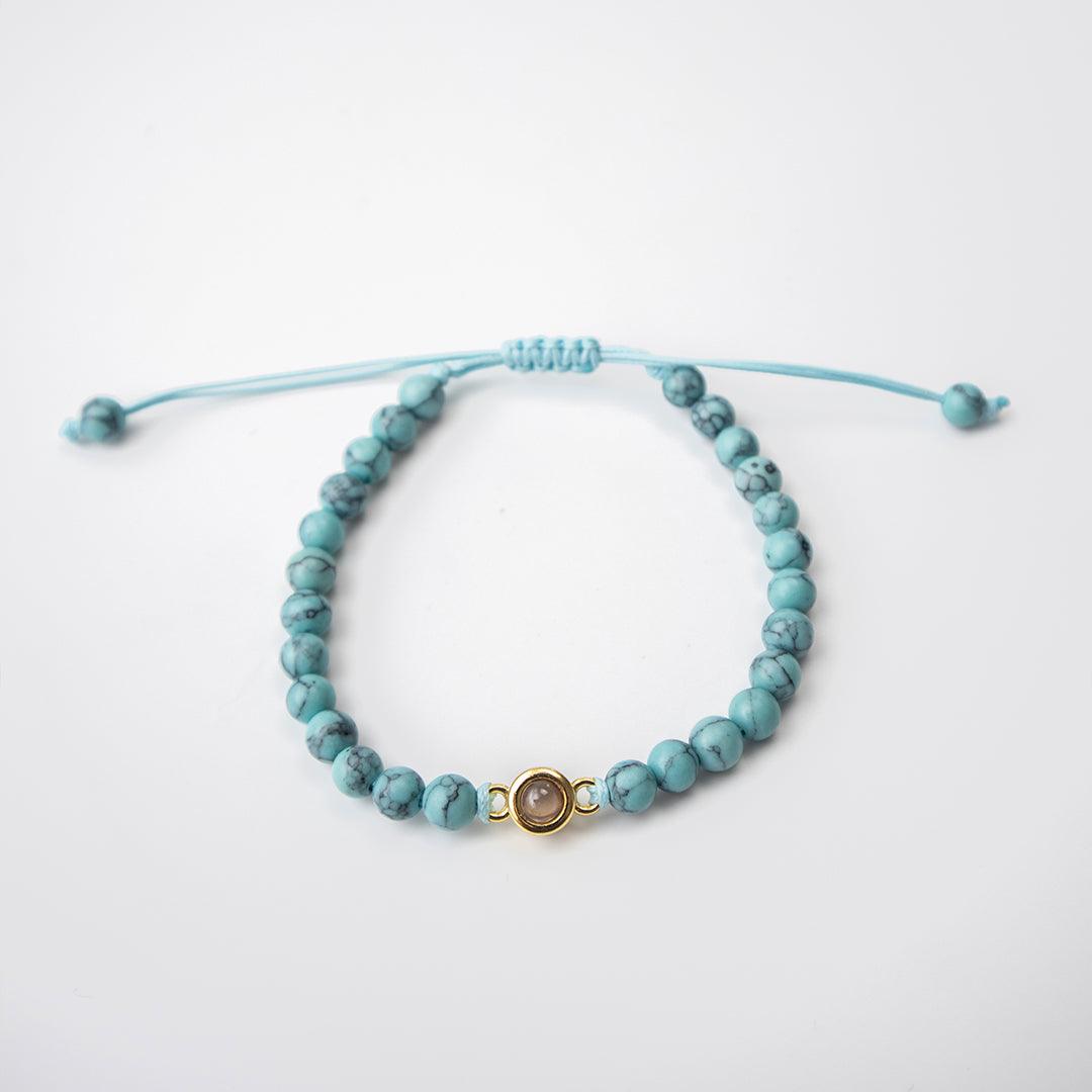 Eternity's Coastal Beaded Photo Bracelet - Elegant Eternity