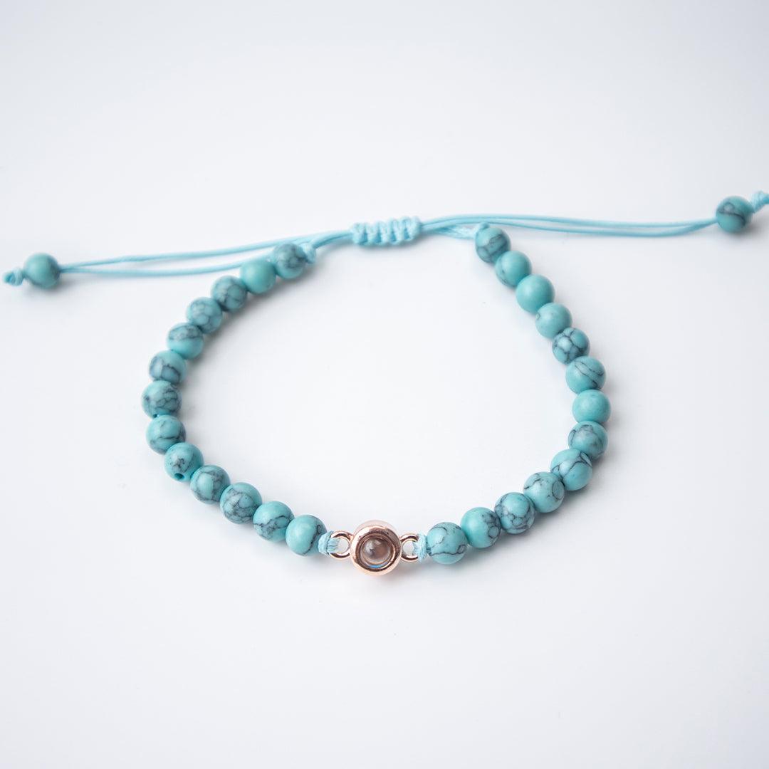 Eternity's Coastal Beaded Photo Bracelet - Elegant Eternity