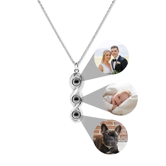 Custom Geometric Bracket Curved Projection Necklace Personalized Color Photo